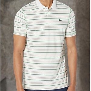 Lacoste Men's Sport Golf Recycled Polyester Stripe Polo Shirt In XL